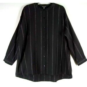 Black Striped Button-Up Shirt